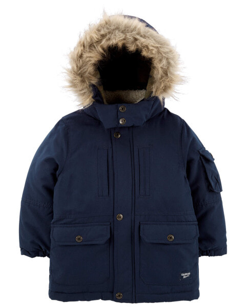 Toddler Fleece-Lined Midweight Jacket with Faux Fur 2T