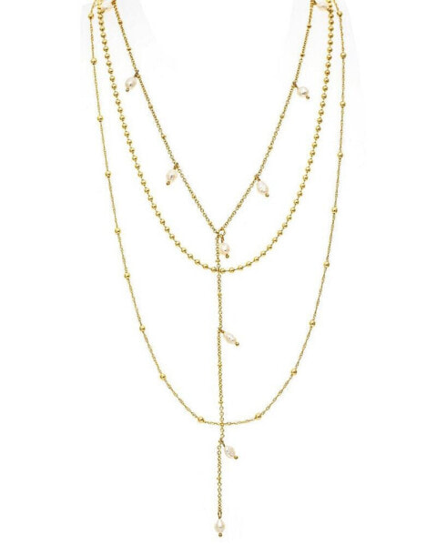 Rivka Friedman layered Pearl + Bead Chain Necklace Set