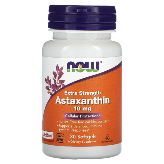 NOW Foods, Астаксантин повышенной силы, 10 мг, 30 мягких таблеток