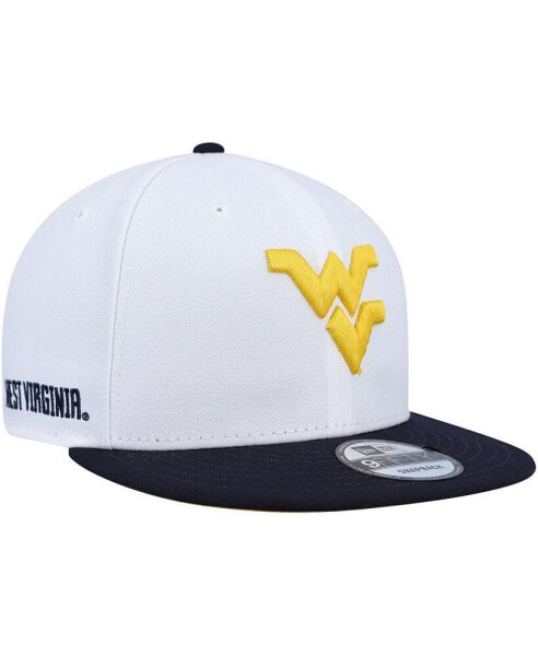 Men's White and Navy West Virginia Mountaineers Two-Tone Mascot 9FIFTY Snapback Hat