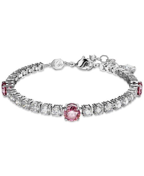 Rhodium-Plated Mixed Crystal Tennis Bracelet