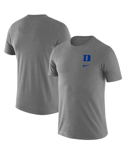 Men's Heathered Gray Duke Blue Devils Logo Stack Legend Performance T-shirt