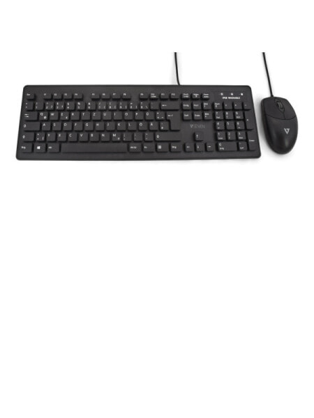 V7 Washable Antimicrobial Keyboard & Mouse Combo - USB - Optical - IP68Spec - Waterproof - Full-size (100%) - USB - Black - Mouse included