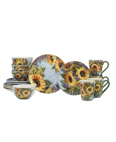 Sunflower Bouquet 16 PC-Dinnerware Set, Service for 4