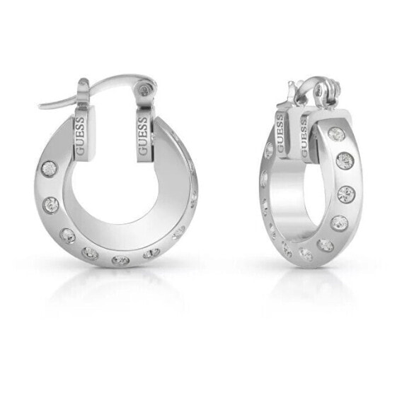 Steel hoop earrings with crystals Hoops Don`t Lie JUBE01487JWRHT/U