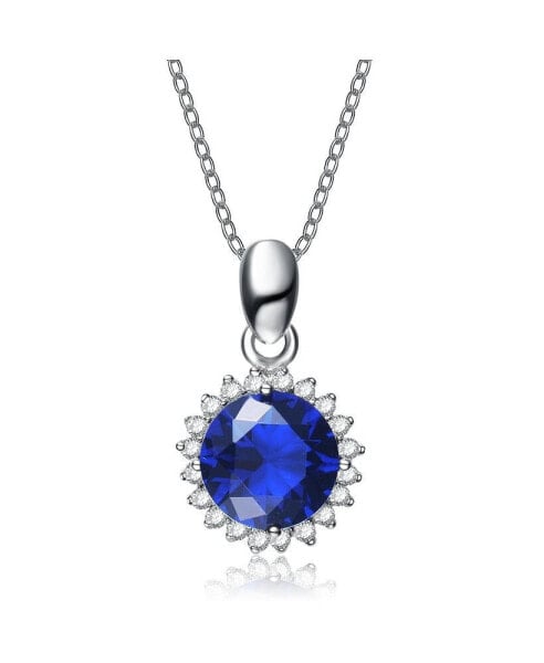 Sterling Silver in White Gold Plated Clear Cubic Zirconia Stud Necklace