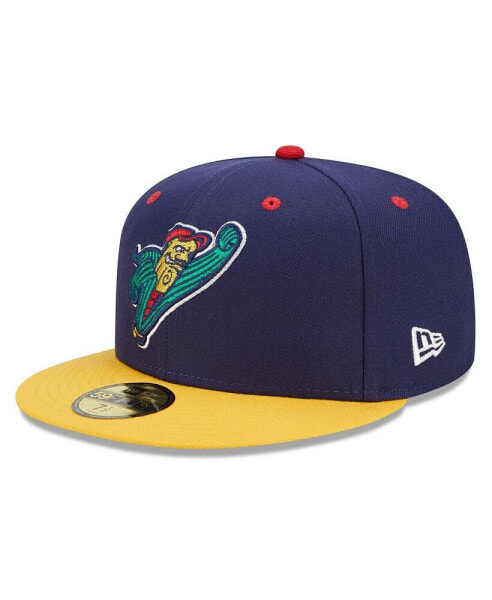 Головной убор New Era Marvel x Minor League 59FIFTY для мужчин цвета Navy, Yellow Cedar Rapids Kernels