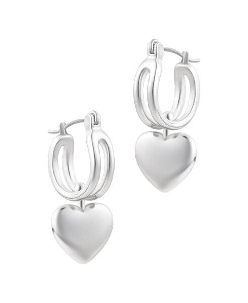 Silver Heart Huggie Earrings