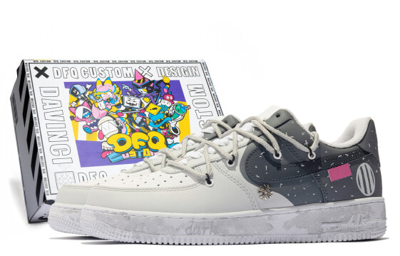 【定制球鞋】 Nike Air Force 1 Low 达芬奇定制 特殊鞋盒 暗夜城堡 星空 晕染 低帮 板鞋 男款 灰黑白 / Кроссовки Nike Air Force CW2288-111