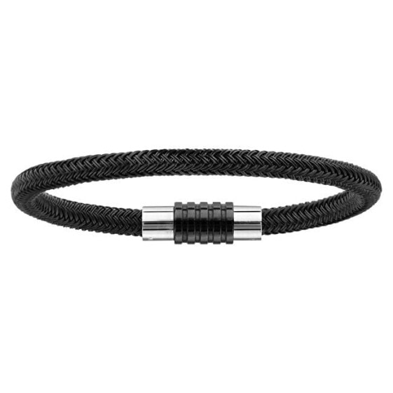 Black steel pendant bracelet B1211