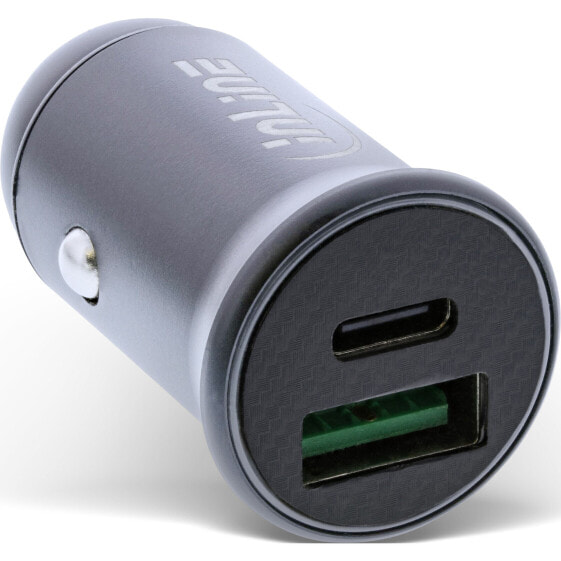 InLine USB car charger power-adapter power delivery - USB-A + USB-C - grey