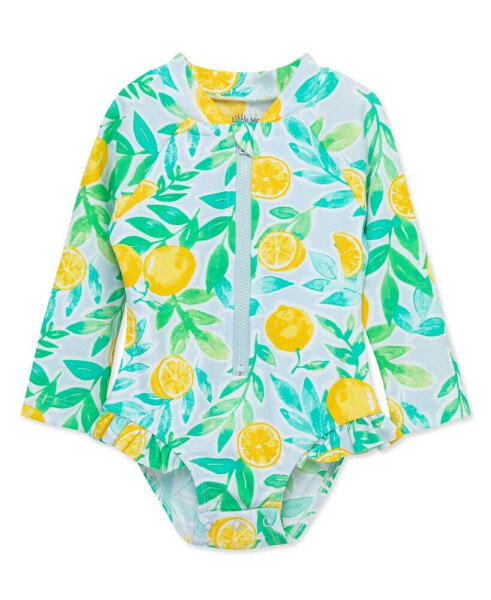 Baby Girls Lemon Rash Guard 1-Piece Swimsuit