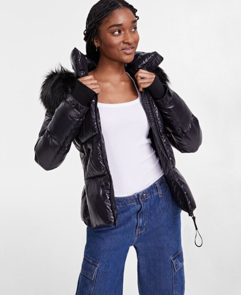 Women's Hooded Allie Faux-Fur-Trim Hooded Puffer Coat