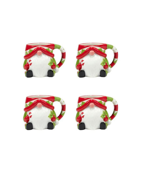 Holiday Magic Gnomes 4 Piece 3D Mug Set