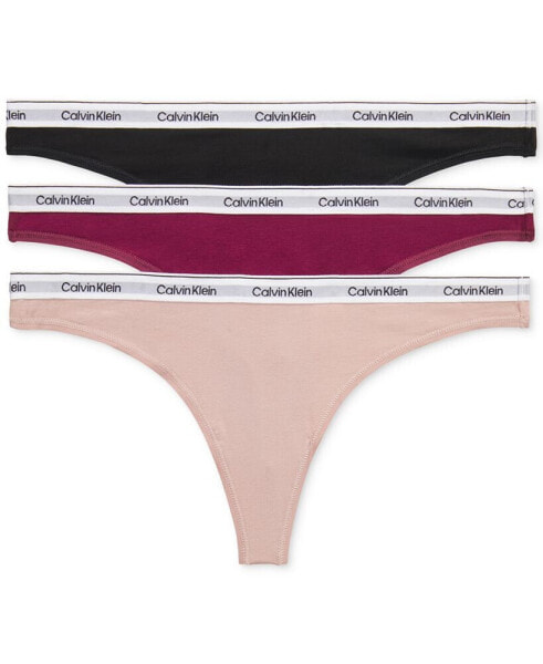 Women's 3-Pk. Modern Logo Low-Rise Thong Underwear QD5209