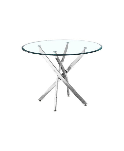 Artisan Contemporary Round Clear Dining Tempered Glass Table With Chrome Legs (Silver)