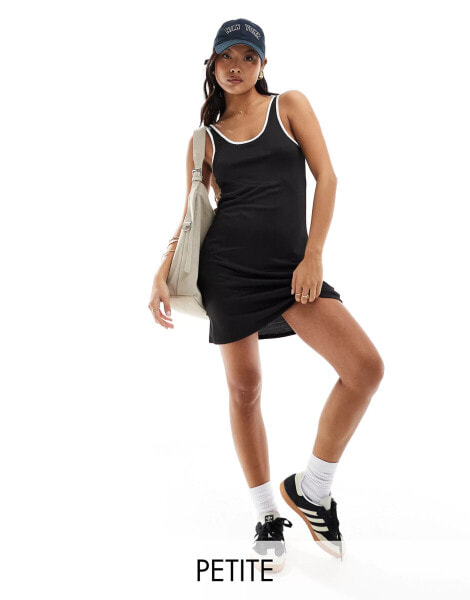 Vero Moda Petite jersey mini skort dress with contrast trim in black