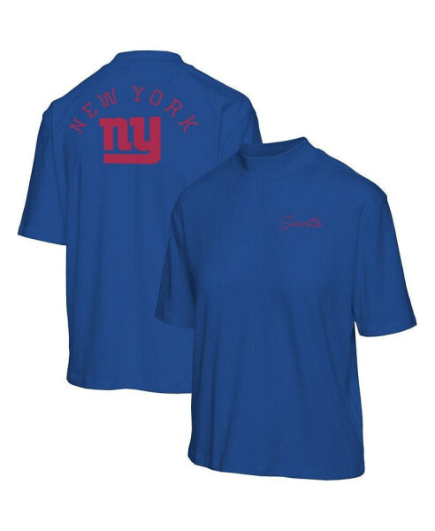 Women's Royal New York Giants Half-Sleeve Mock Neck T-shirt