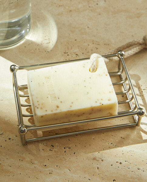 Silver metal bathroom soap dish