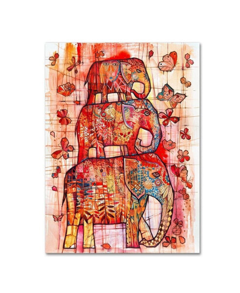 Oxana Ziaka 'Three Elephants' Canvas Art - 24" x 18" x 2"