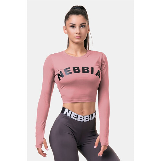 NEBBIA Thumbhole Sporty Old Rose long sleeve T-shirt