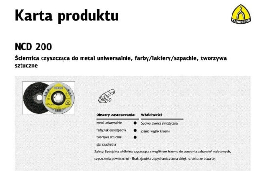 KLINGSPOR ŚCIERNICA CZYSZCZĄCA 125mm NCD 200