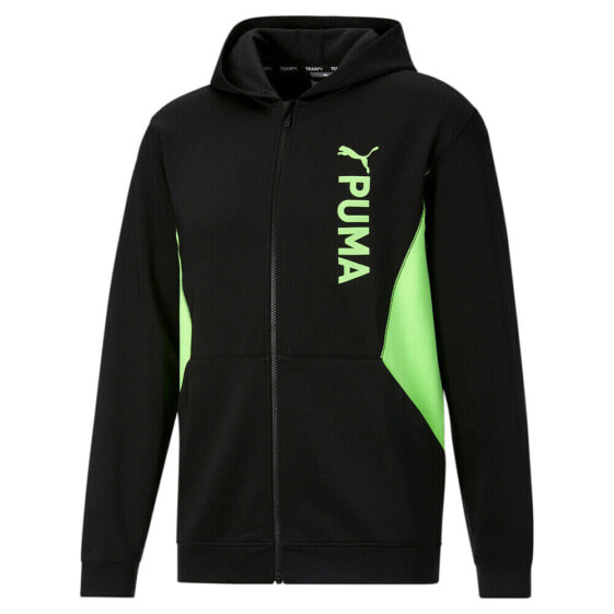 Худи PUMA Fit Double Knit Full Zip черного цвета для мужчин