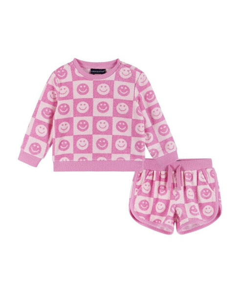 Костюм Andy & Evan Pink Smiley Terry Sweatshirt &