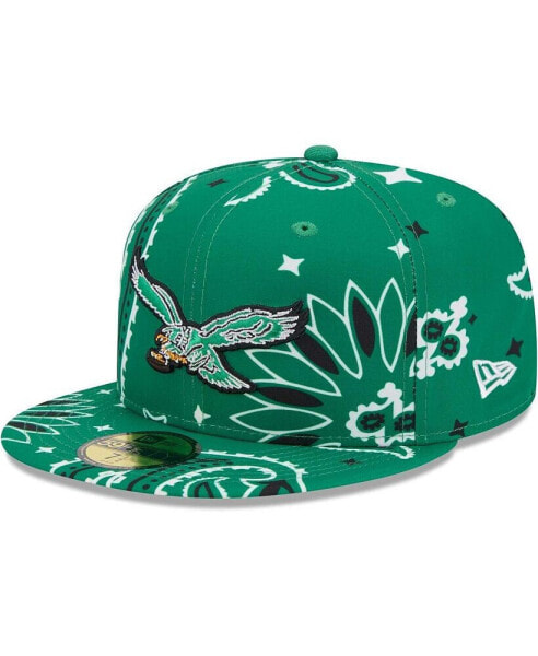 Men's Kelly Green Philadelphia Eagles Throwback Paisley 59Fifty Fitted Hat