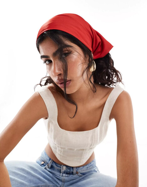 ASOS DESIGN plain headscarf in red