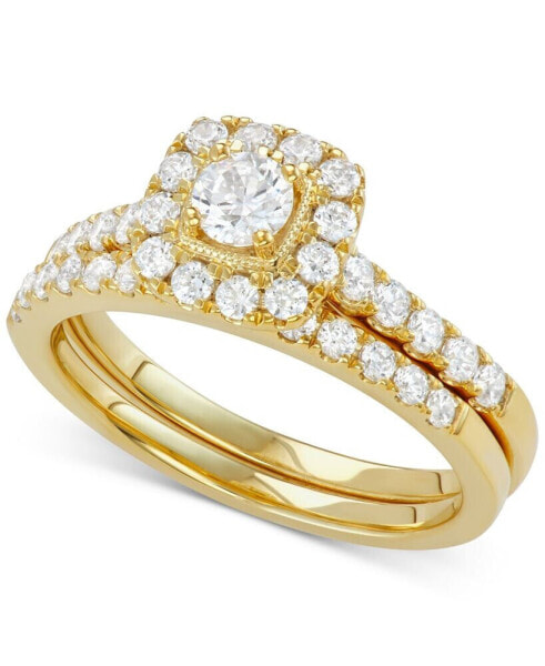 Diamond Halo Bridal Set (1 ct. t.w.) in 14k White, Yellow or Rose Gold