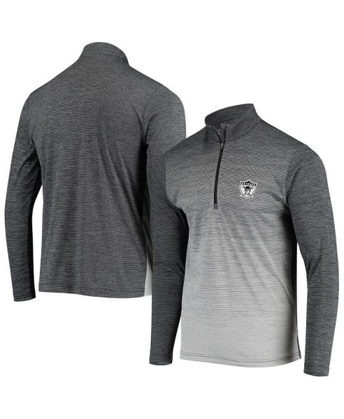 Men's Black, Heathered Gray Las Vegas Raiders Throwback Cycle Quarter-Zip Jacket