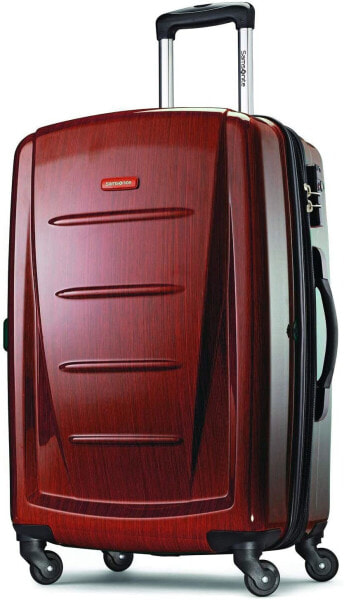 Мужской чемодан пластиковый красный Samsonite Winfield 2 Hardside Luggage with Spinner Wheels, Brushed Anthracite, Checked-Medium 24-Inch