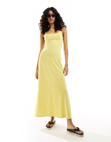 ASOS DESIGN scoop back strappy maxi dress in yellow