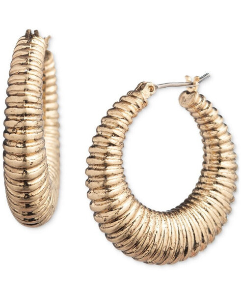 Gold-Tone Small Textured Hoop Earrings, 0.66"