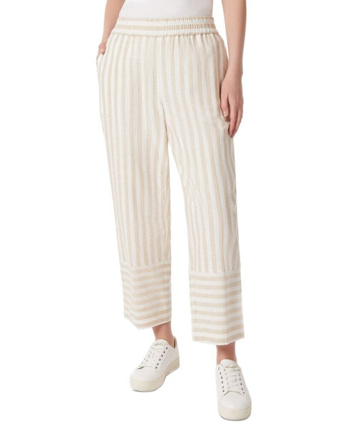Women's Striped Pull-On Cropped Trousers
