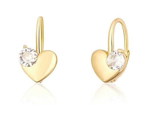 Delicate gold-plated earrings Heart with zircon SVLE1513XH2GO00