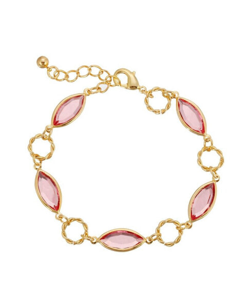 Gold-Tone Pink Crystal Linking Bracelet