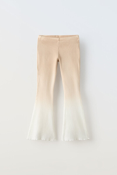 Ribbed dip-dye flared leggings