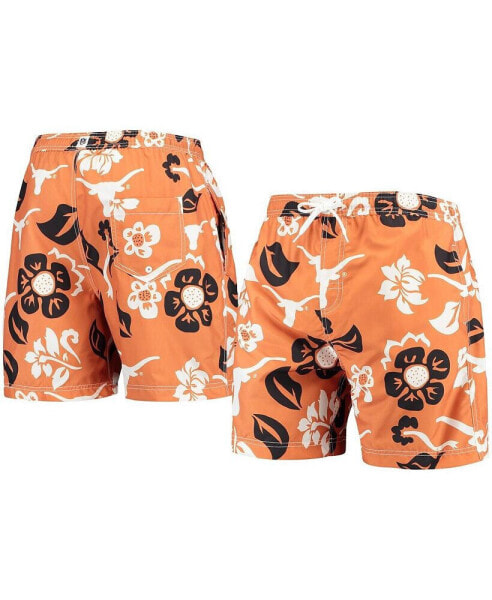 Men's Texas Orange Texas Longhorns Floral Volley Logo Swim Trunks