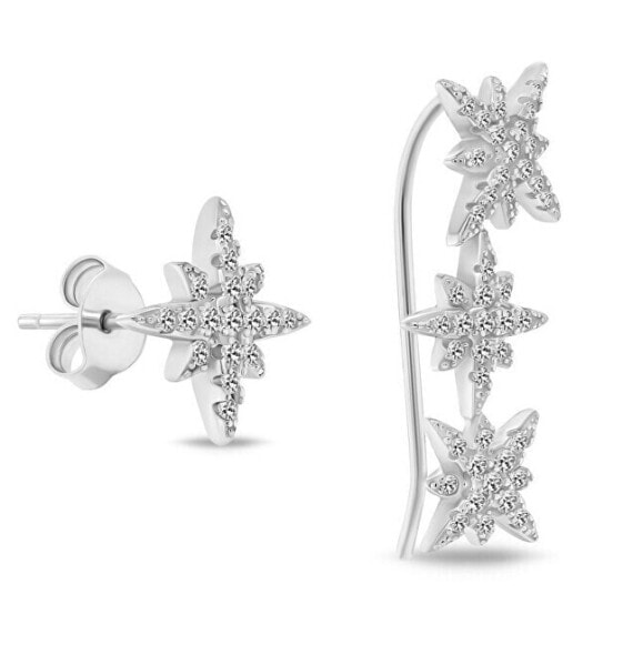Charming asymmetric silver earrings Star EA780W