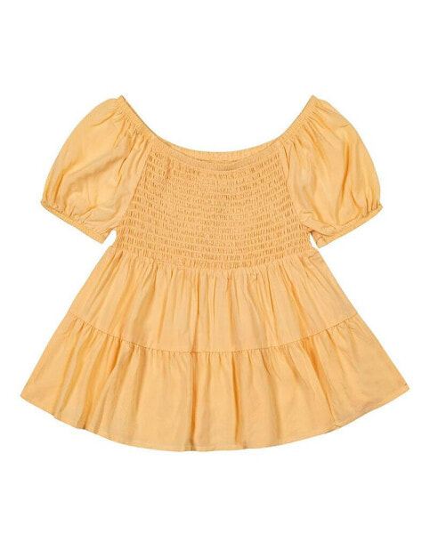 Big Girls Solid Smocked Bodice Top