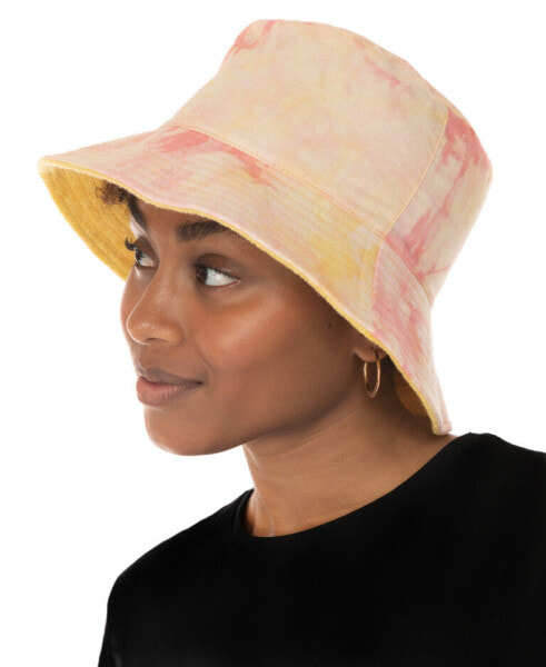 Jenni Reversible Terry Cloth Tie Dye Bucket Hat Pink One Size