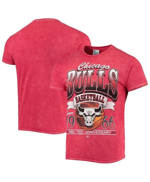 Men's '47 Red Chicago Bulls 75Th Anniversary City Edition Mineral Wash Vintage-Look Tubular T-shirt