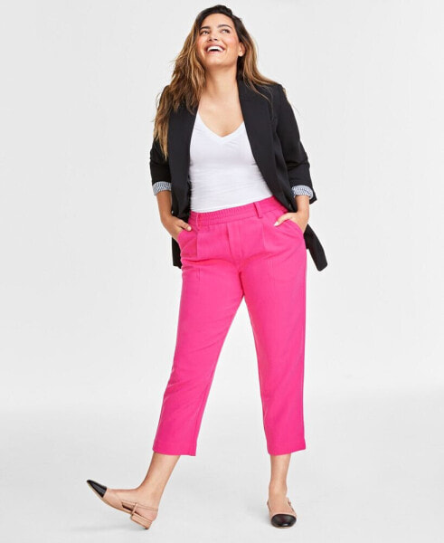 Women's Double-Weave Pull-On Ankle Pants, Created for Macy's