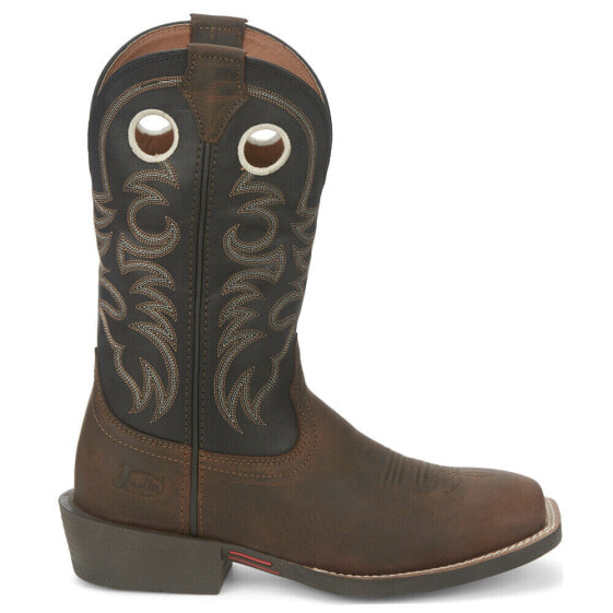 Justin Boots Stampede 12 Inch Embroidered Square Toe Cowboy Mens Black, Brown C