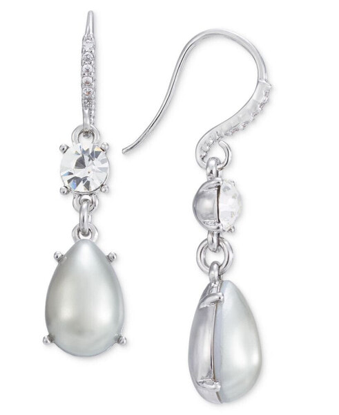 Silver-Tone Crystal & Color Imitation Pearl Drop Earrings, Created for Macy's