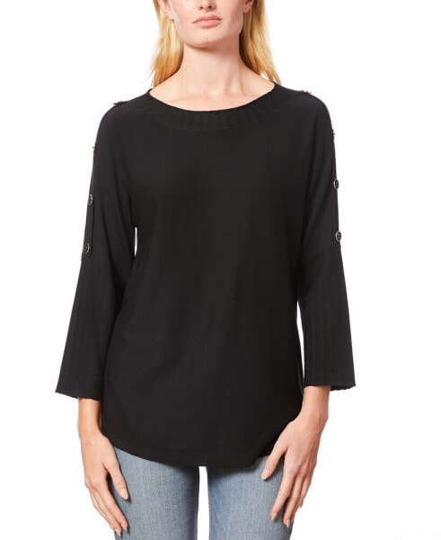 Women's Dolman-Sleeve Wavy-Ribbed Sweater, Regular & Petite