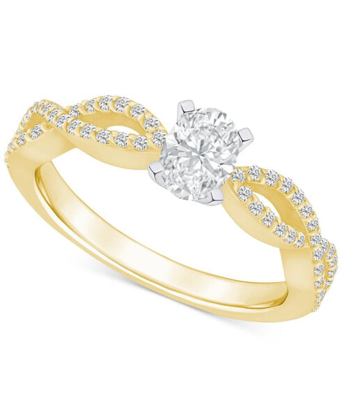 Diamond Oval Twist Shank Engagement Ring (5/8 ct. t.w.) in 14k Gold