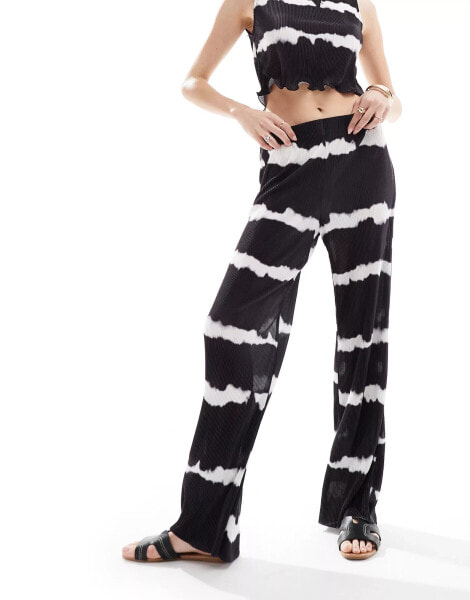 ONLY plisse tie dye trouser co-ord in black